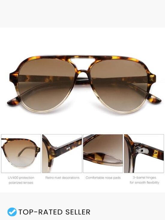 Classic Polarized Aviator Sunglasses Retro Trendy UV400 Protection Lightweight main image 4